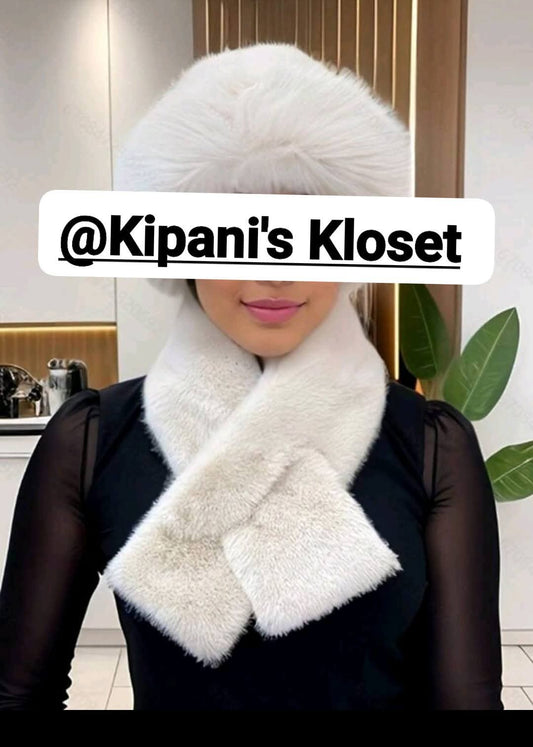 Full fur hat and scarf set