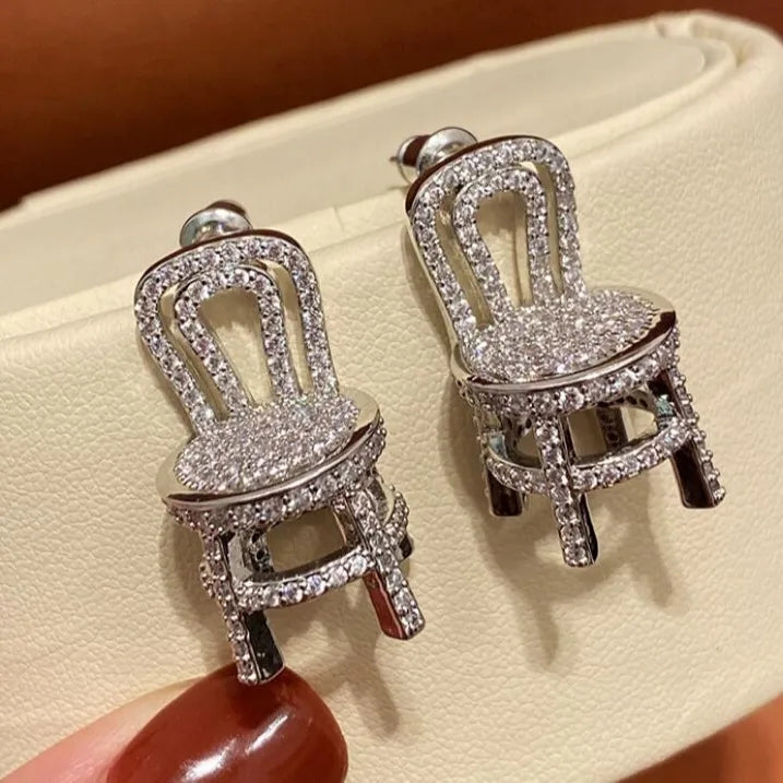 Rhinestone chair earrings