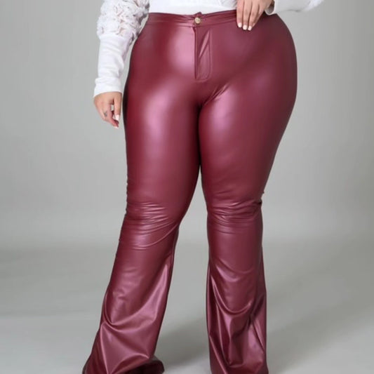 Faux leather bellbottom