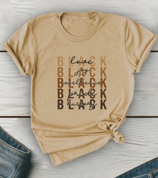 Black history word affirmation tee (sand)