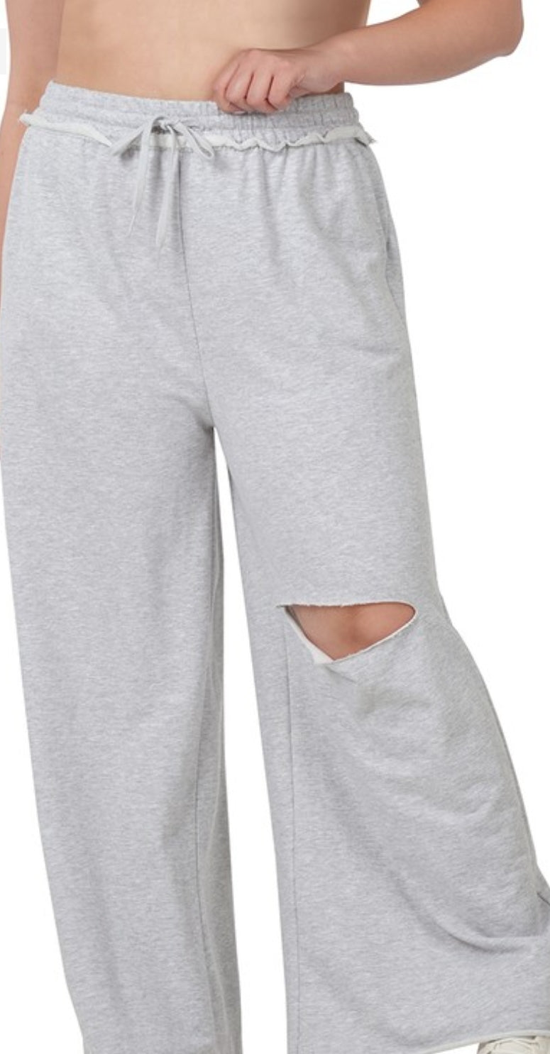 Knee cutout jogger