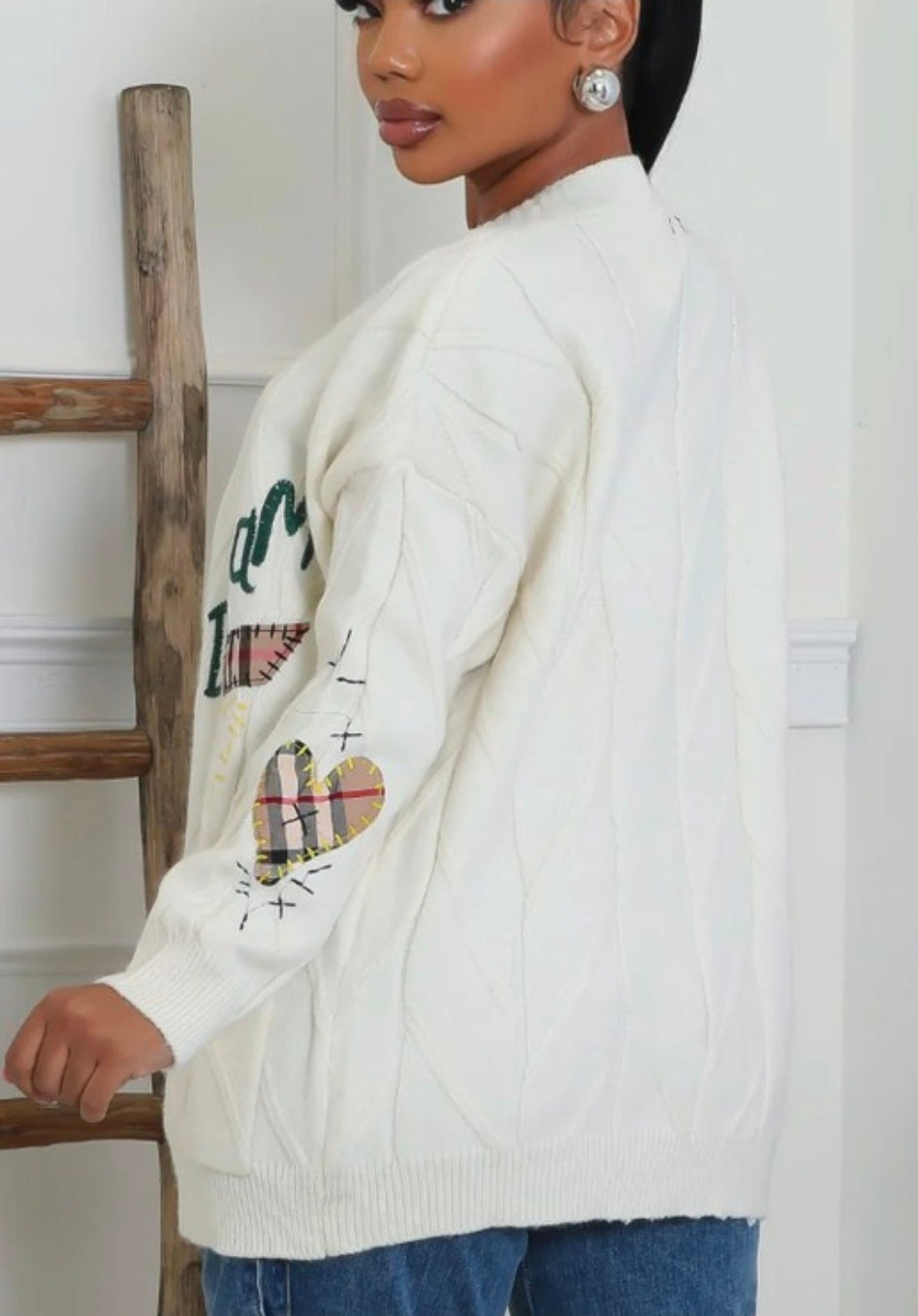Graphic Knit Oversized Cardigan