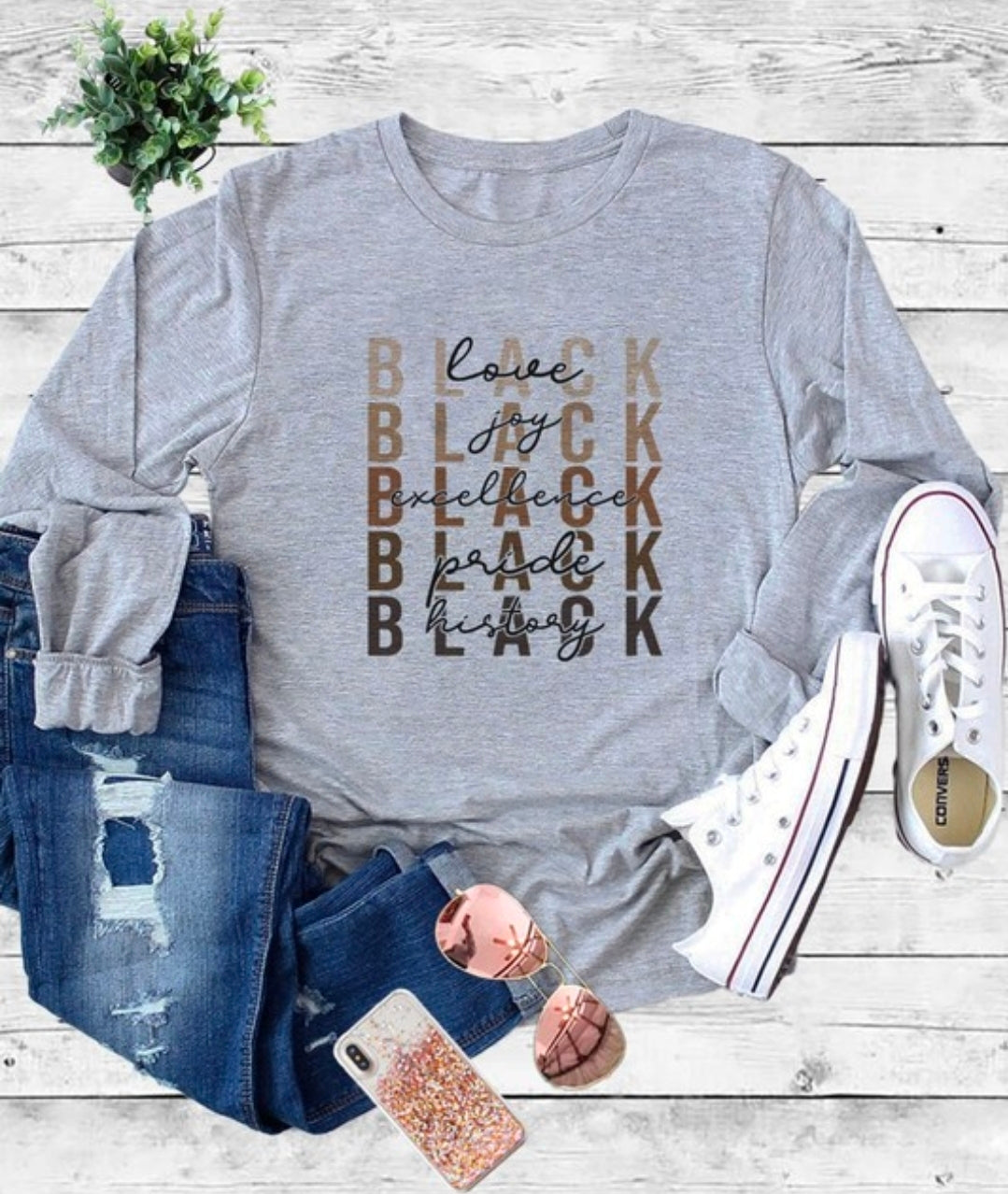 Black History words of affirmation long sleeve shirt