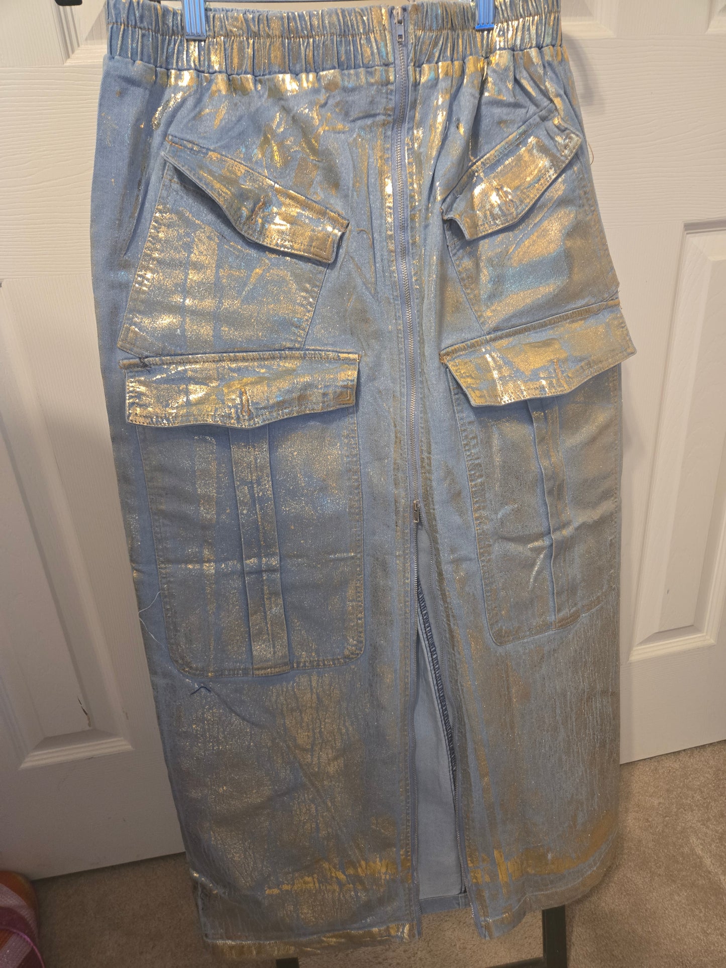Gold Foil Denim skirt