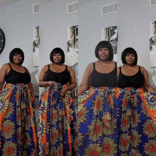 African print skirt Orange/blue