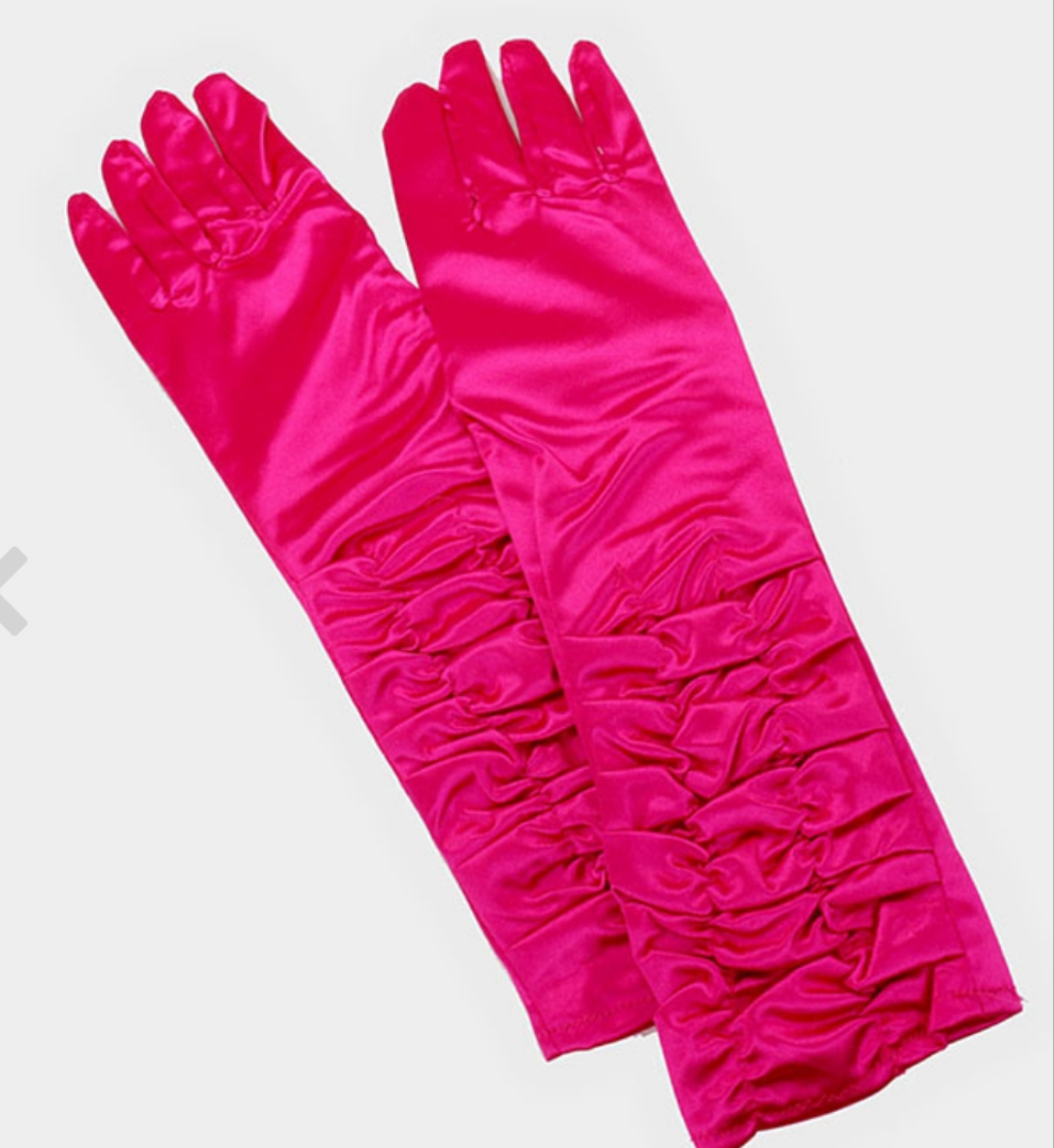 Long satin gloves